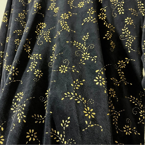 Vintage 90’s Jaclyn Sport Black Velvet Gold Floral Sweatshirt Medium Whimsigoth - Picture 5 of 10